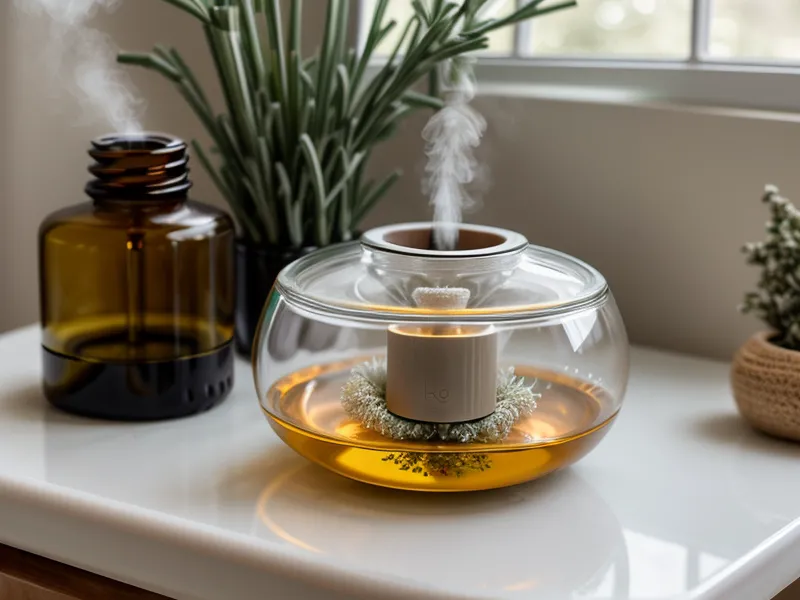 Bicarbonate de soude et huiles essentielles en pot pour neutraliser les odeurs de salle de bain, astuce naturelle